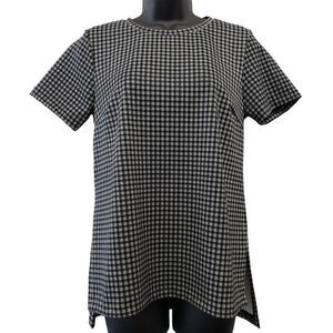 Michael Kors High Low Blouse Top Women's SMALL Black White Check-Print NEW